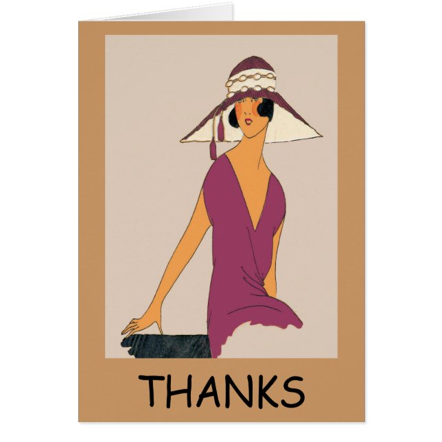 Frau in Lila Hut, Danke, Text bearbeiten (Vorne)