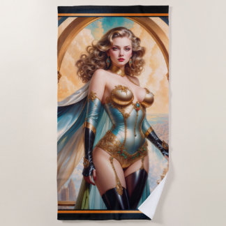 Frau in opulentem Gold Türkis Attion von Xzendor7 Strandtuch