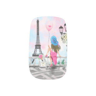 Frau in Paris Eiffel Tower Minx Nagelart Minx Nagelkunst