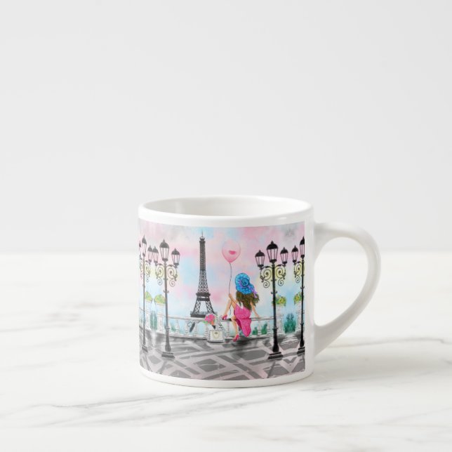 Frau in Paris Espresso Tasse Eiffelturm (Rechts)