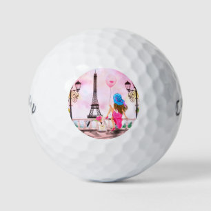 Frau in Paris Golf Balls Eiffelturm Golfball