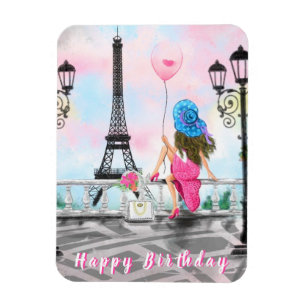 Frau in Paris Happy Birthday Magnet Eiffel Tower