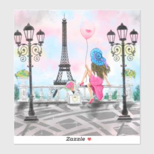 Frau in Paris Sticker Eiffelturm