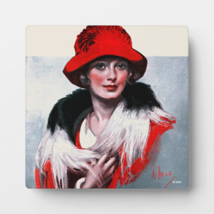 Frau in Red Hat Fotoplatte