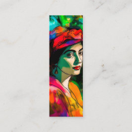 Frau in Red Hat-Lesezeichen Mini Visitenkarte