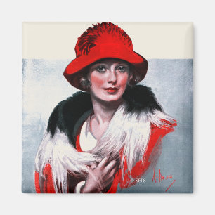 Frau in Red Hat Magnet