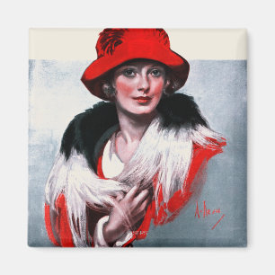 Frau in Red Hat Magnet