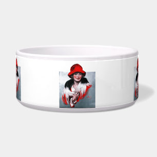 Frau in Red Hat Napf