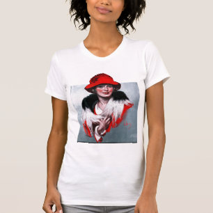 Frau in Red Hat T-Shirt