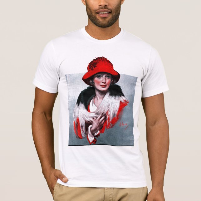 Frau in Red Hat T-Shirt (Vorderseite)