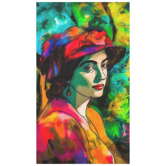 Frau in Red Hat Tischdecke (Vorderseite)