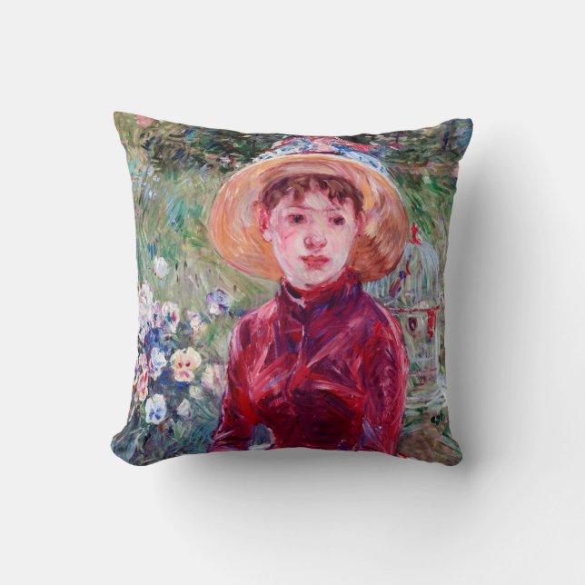 Frau in Rot, Berthe Morisot Kissen (Vorderseite)