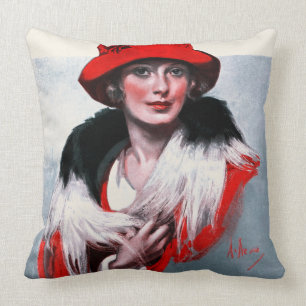 Frau in roter Hut Kissen