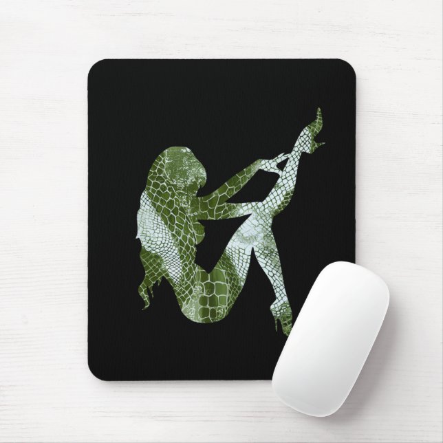 Frau in Schlangenhaut-Silhouette Mousepad (Mit Mouse)