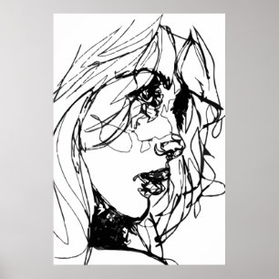 FRAU IN SCHWARZ UND WEISS POSTER
