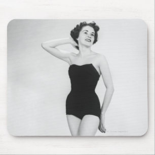 Frau in schwarzem Korsett Mousepad