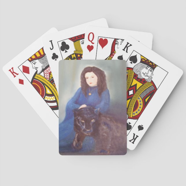Frau in schwarzen Panther Spielkarten (Rückseite)