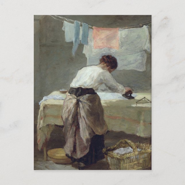 Frau Ironing Postkarte (Vorderseite)