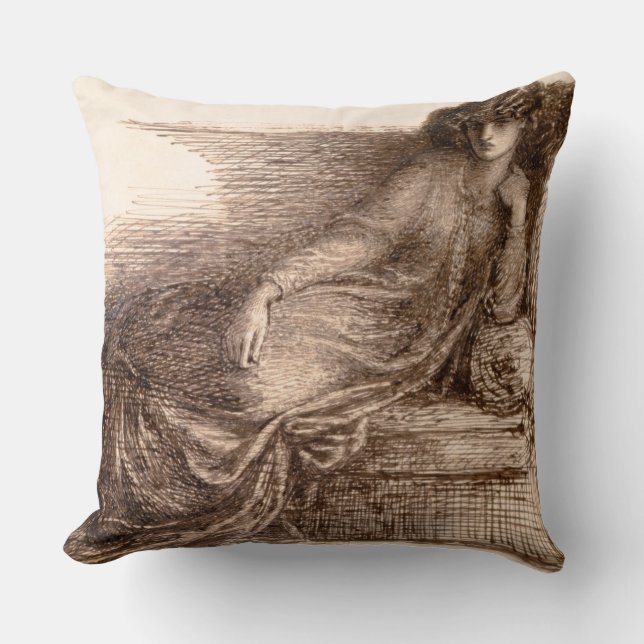Frau Jane Morris Reclining auf einem Sofa Kissen (Vorderseite)
