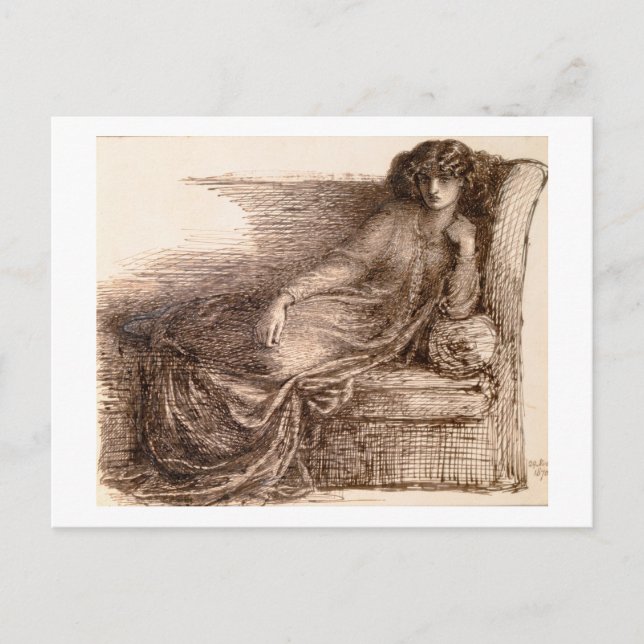 Frau Jane Morris Reclining zu einem Sofa Postkarte (Vorderseite)