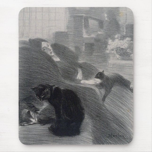 Frau & Katze, Alexandre Steinlen Mousepad (Vorne)