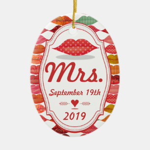 Frau Keepake von Bride mit Datum Keramik Ornament
