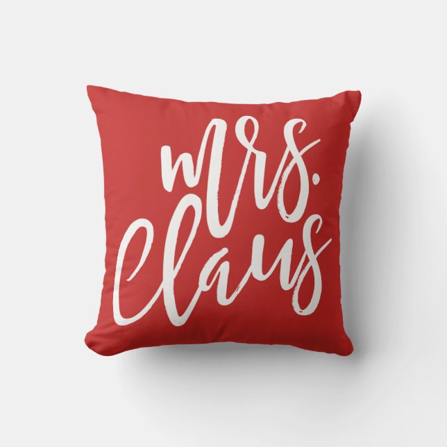 Frau Klaus White Script Pillow Kissen (Vorderseite)