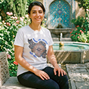 Frau Leben Freiheit Persischer Teppich Blau T-Shirt