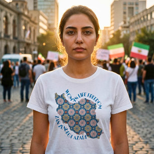 Frau Leben Freiheit Protest   Blumen Blau T-Shirt