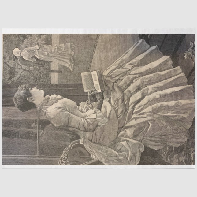 Frau lesen in den 1880er Jahren Seidenpapier (Vorderseite)