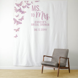 Frau Lila Gold Butterfly White Bridal Hintergrund Wandteppich