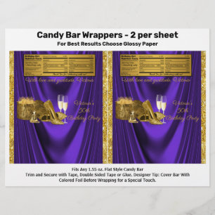 Frau Lila Gold Geburtstagsfeier Süßigkeiten Bar Ve Flyer