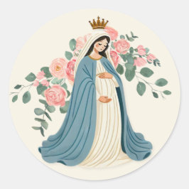 Frau Mary Floral Religious Runder Aufkleber