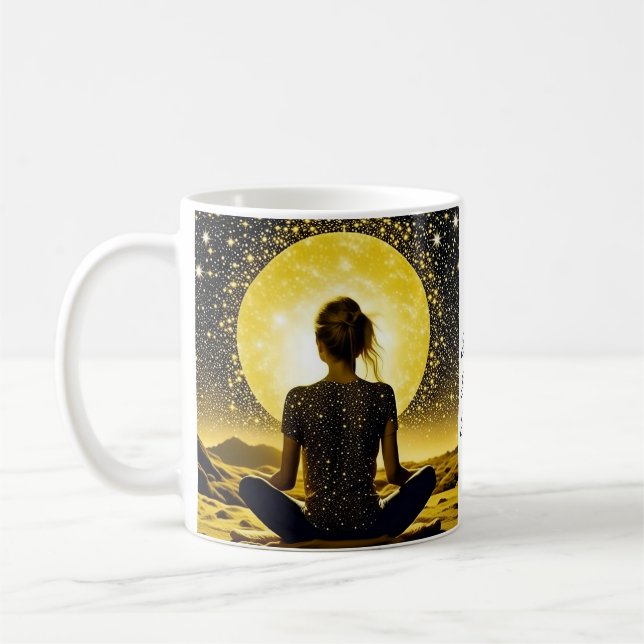 Frau Meditation Om Shanti Shanti Shanti Shanti Kaffeetasse (Links)