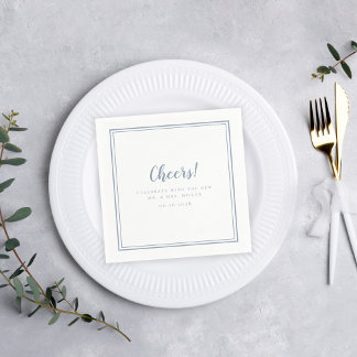 Frau Minimalistisch Wedding Modern Dusty Blue Serviette
