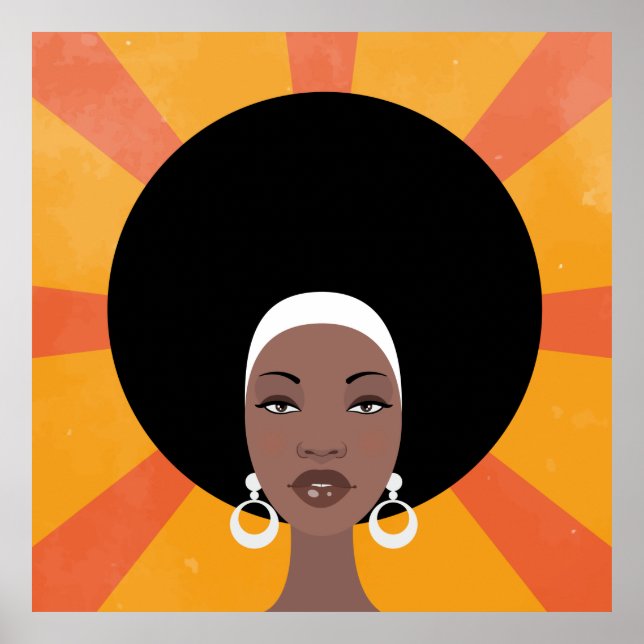 Frau mit afro-haarportraitischer Abbildung Poster (Vorne)