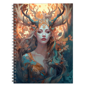Frau mit antlers Fantasy Art Notizblock