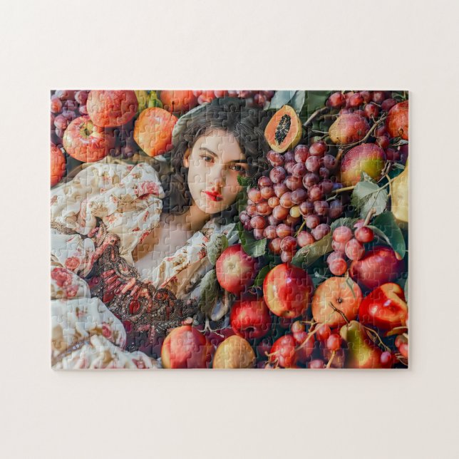 Frau mit Äpfeln und Trauben (Horizontal)