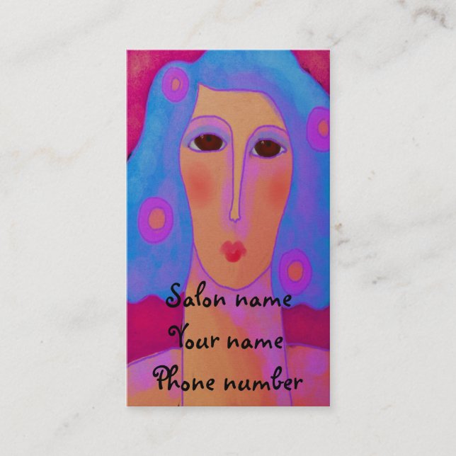Frau mit blauem Haar Terminkarte (Vorderseite)
