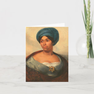 FRAU MIT BLAUEM TURBAN FEINKUNSTKARTE KARTE