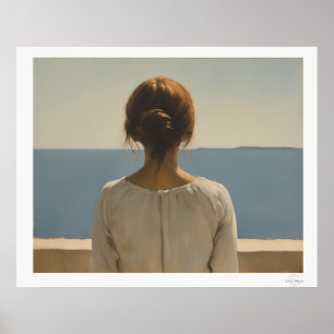 Frau mit Blick auf das Meer Poster