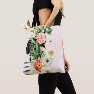 Frau mit Blume Tasche