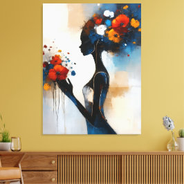Frau mit Blumen Leinwanddruck