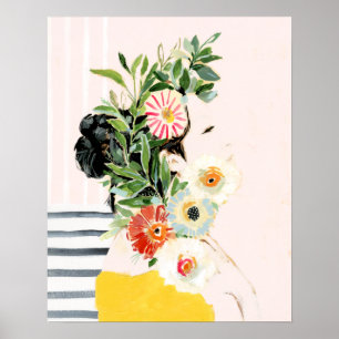 Frau mit Blumen Poster