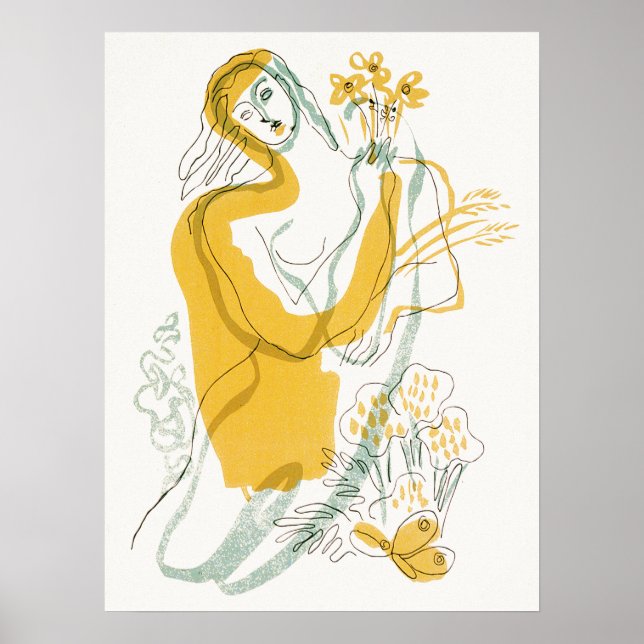 Frau mit Blumen Poster (Vorne)