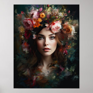 Frau mit Blumenkopf Kunstposter Poster