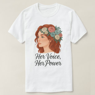 Frau mit Blumenkopfstück, Ermächtigung der Frau T-Shirt