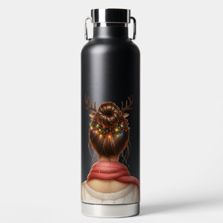 FRAU MIT BUNten WEIHNACHTSLICHTERN IM HAAR Trinkflasche