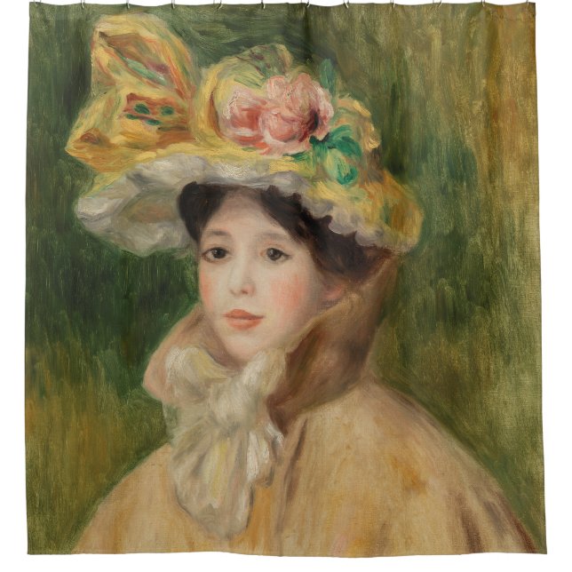 Frau mit Capeline von Pierre Auguste Renoir Duschvorhang (Vorderseite)