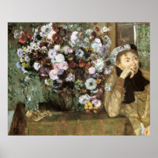 Frau mit Chrysanthemum Poster